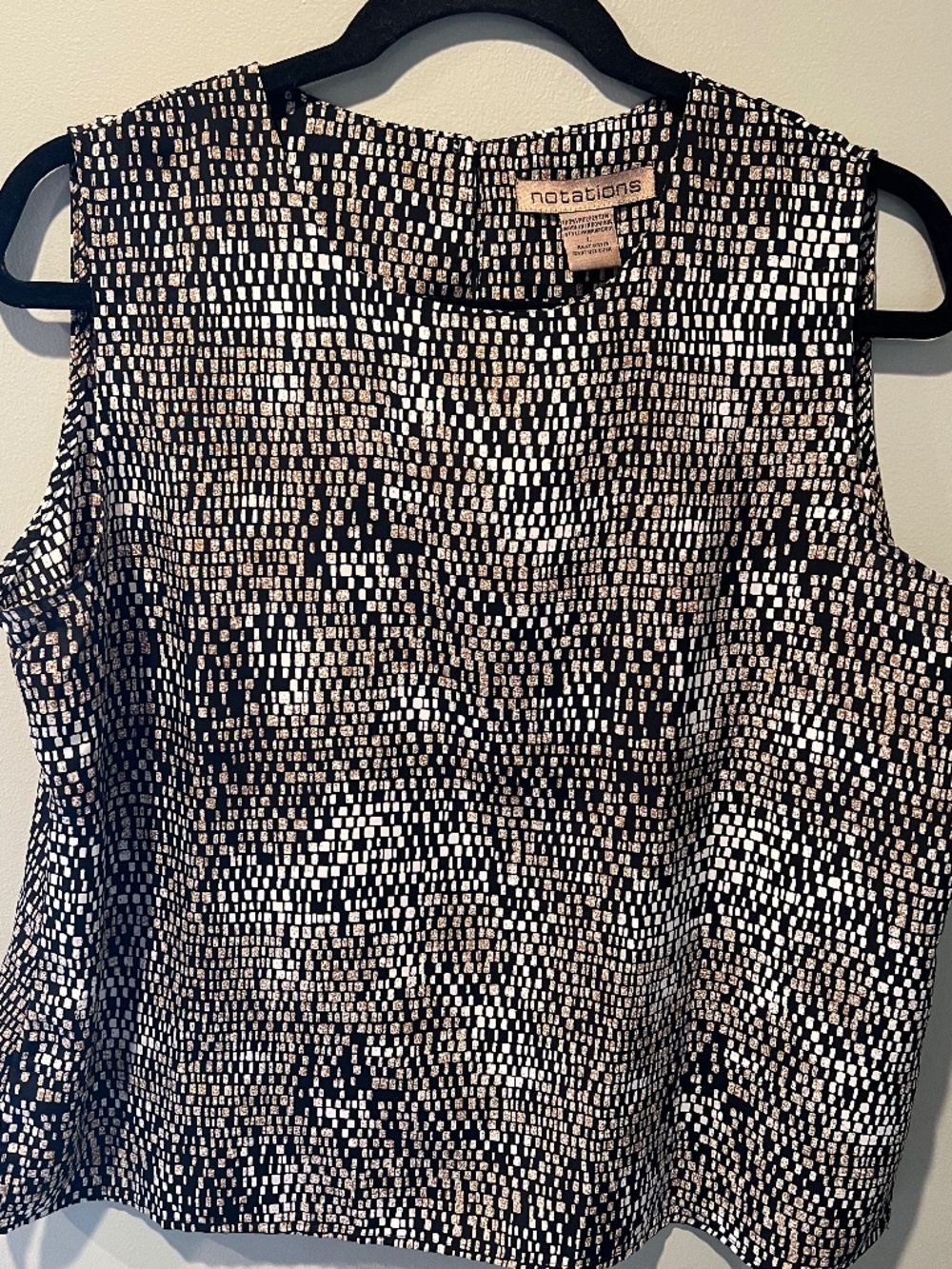 Notations Women’s Sleeveless Blouse Black and Brown Size L